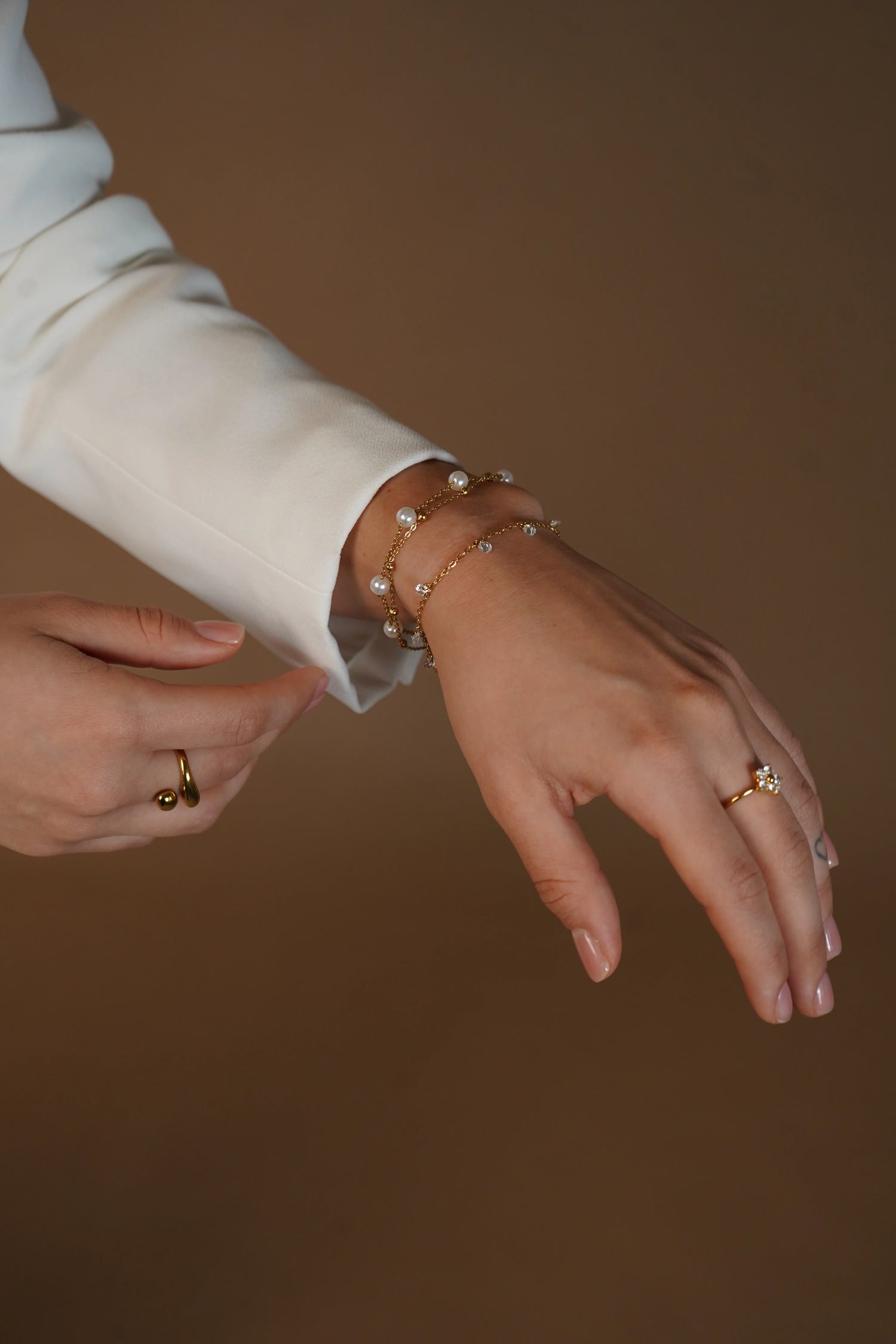 LAGPERLE Pozlátený dvojradový perlový náramok