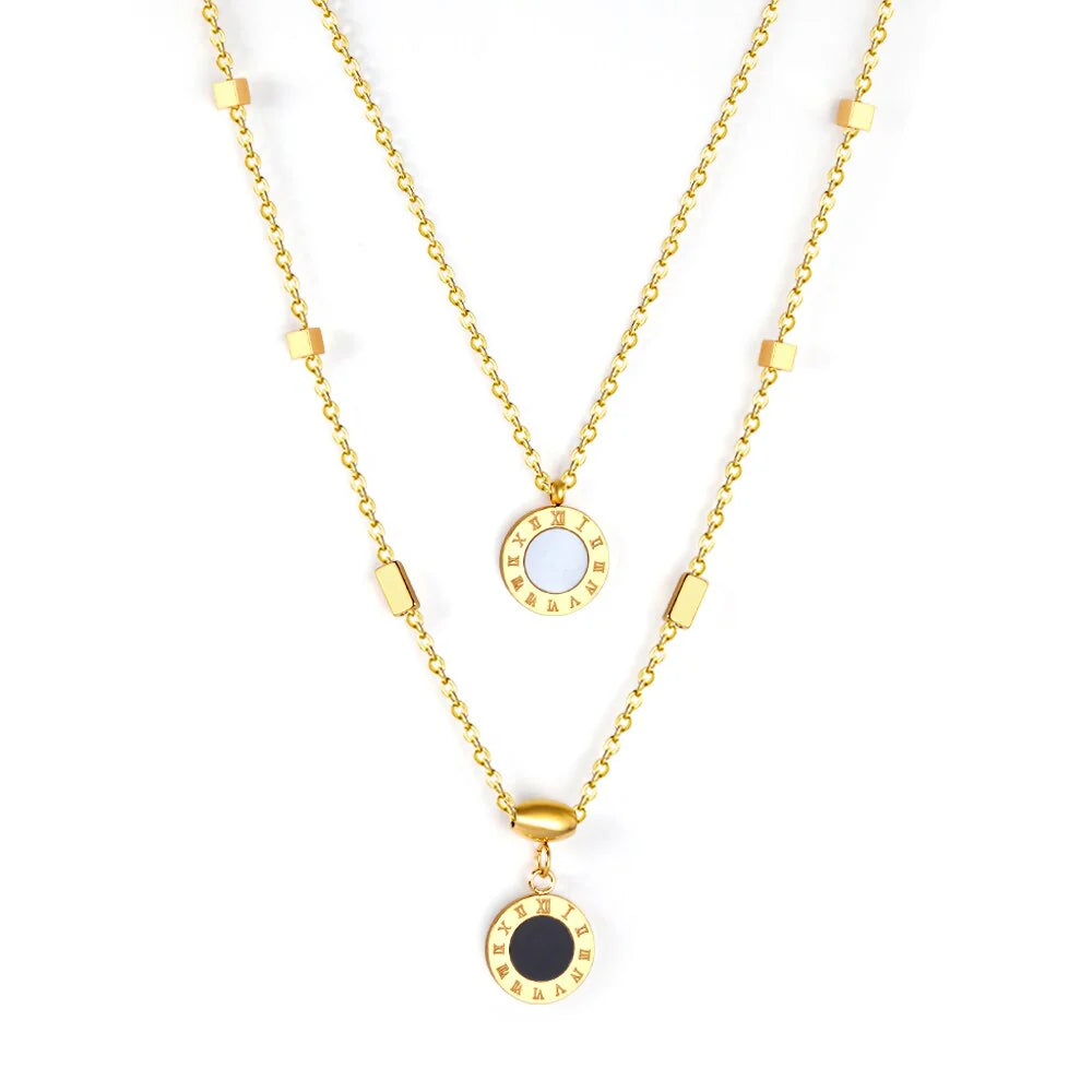 SKYGELYS Pozlátený dvojradový náhrdelník s príveskami