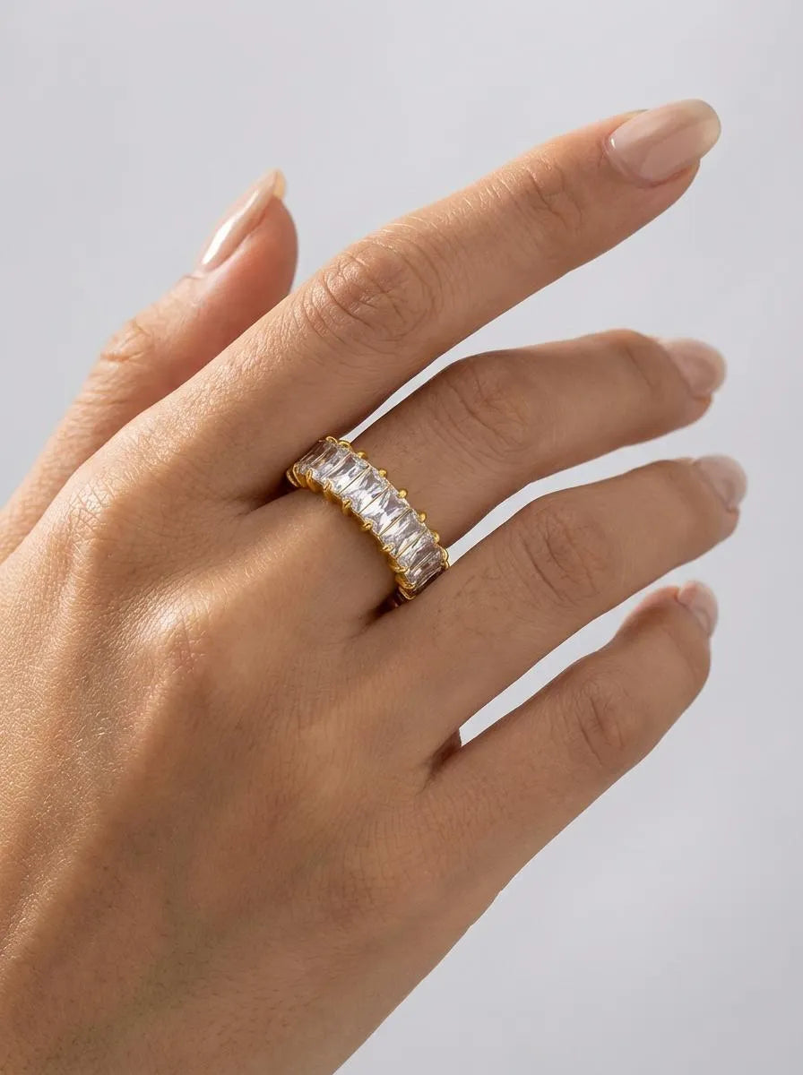 ISLYS Pozlátený prsteň so zirkónmi