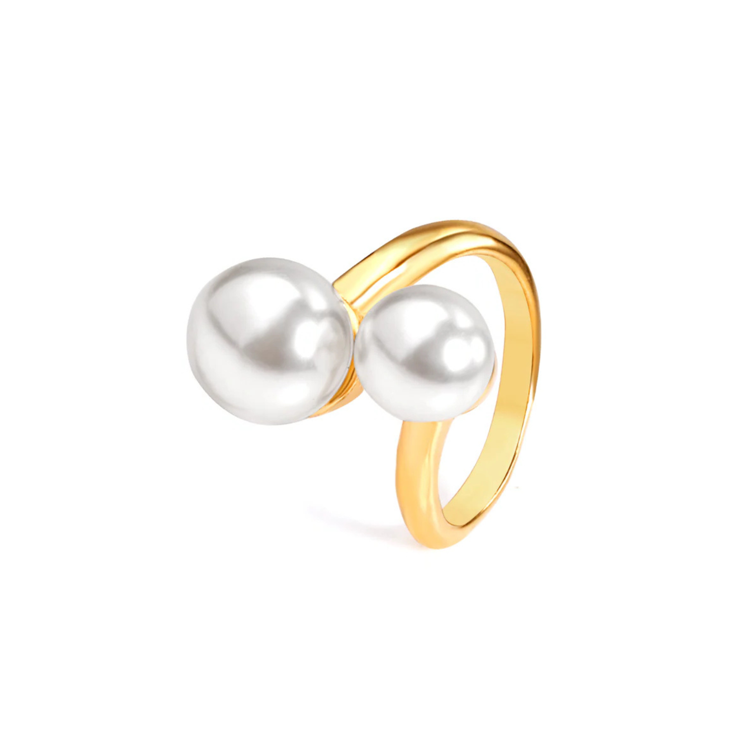 KAKSIKKO Pozlátený perlový prsteň