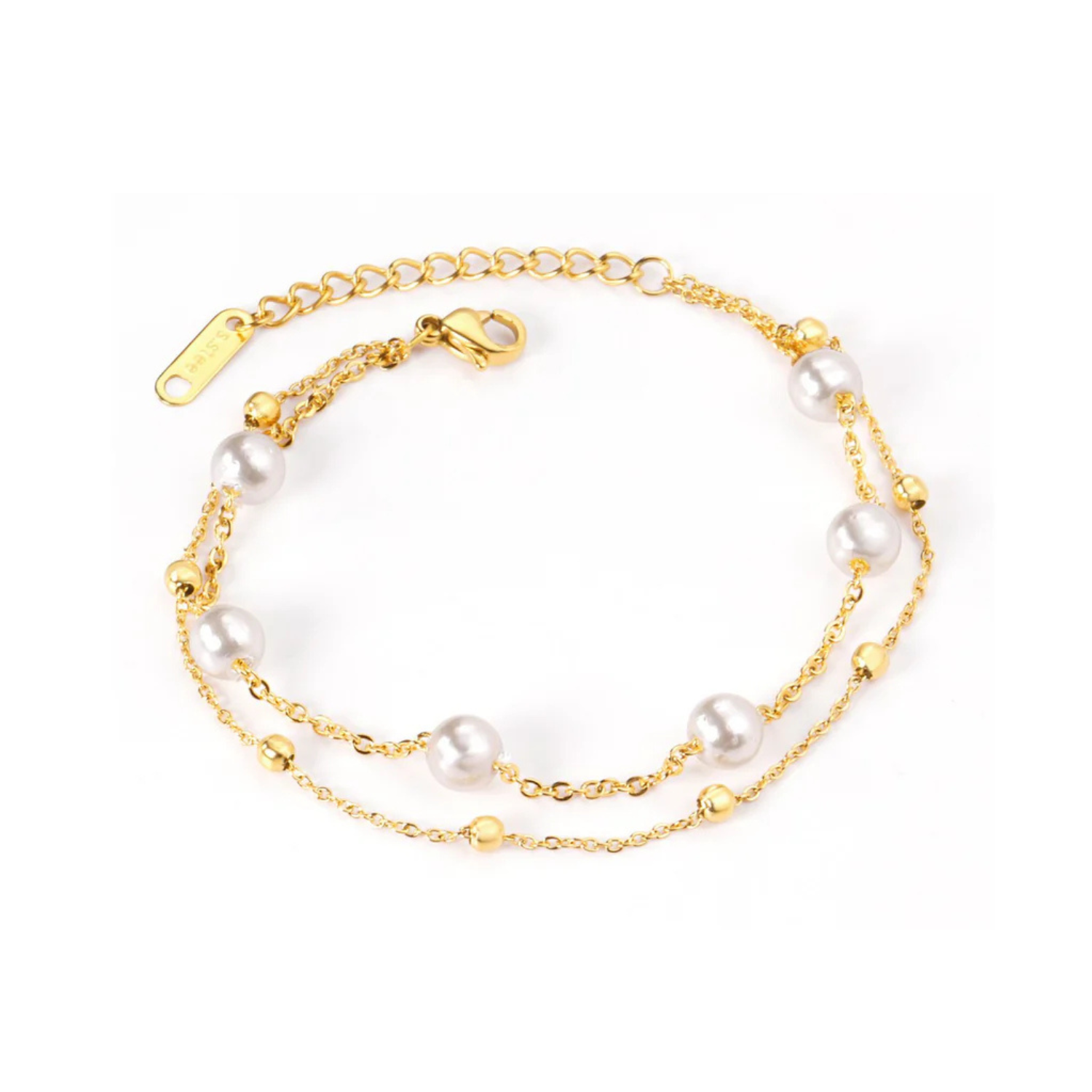 LAGPERLE Pozlátený dvojradový perlový náramok